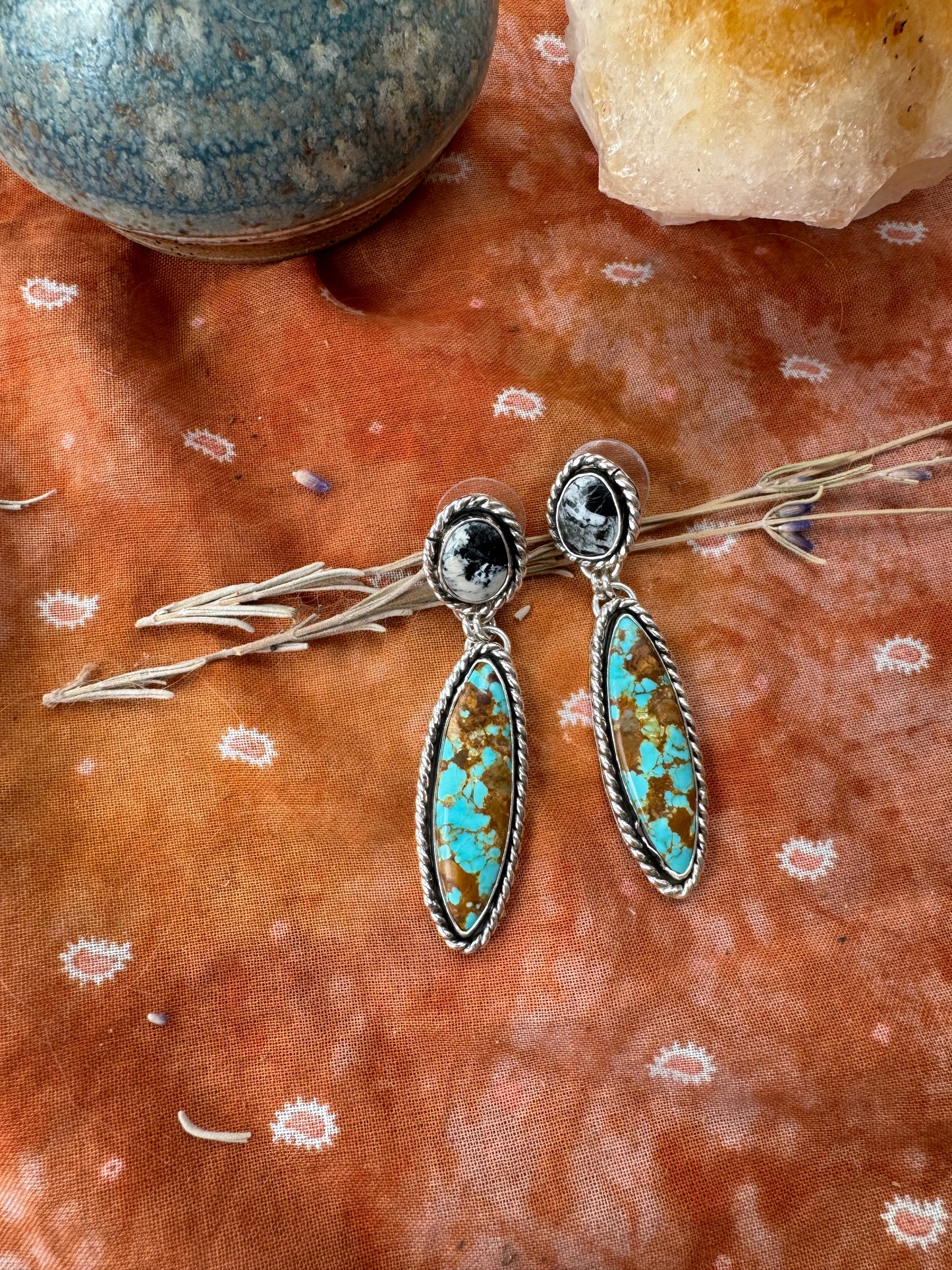 Number 8 + White Buffalo Statement Earrings