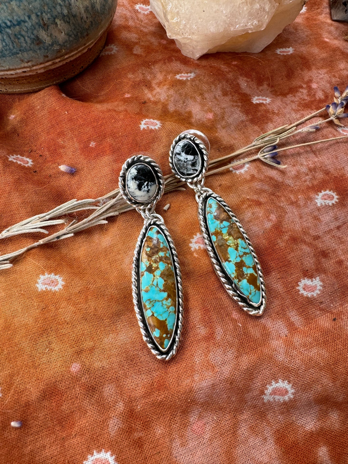 Number 8 + White Buffalo Statement Earrings