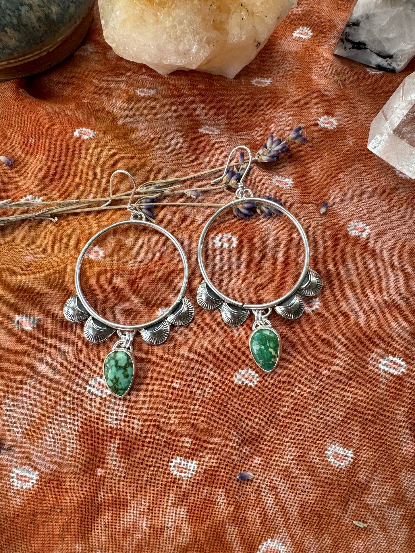 Sonoran Gold Turquoise "Monument" Hoops