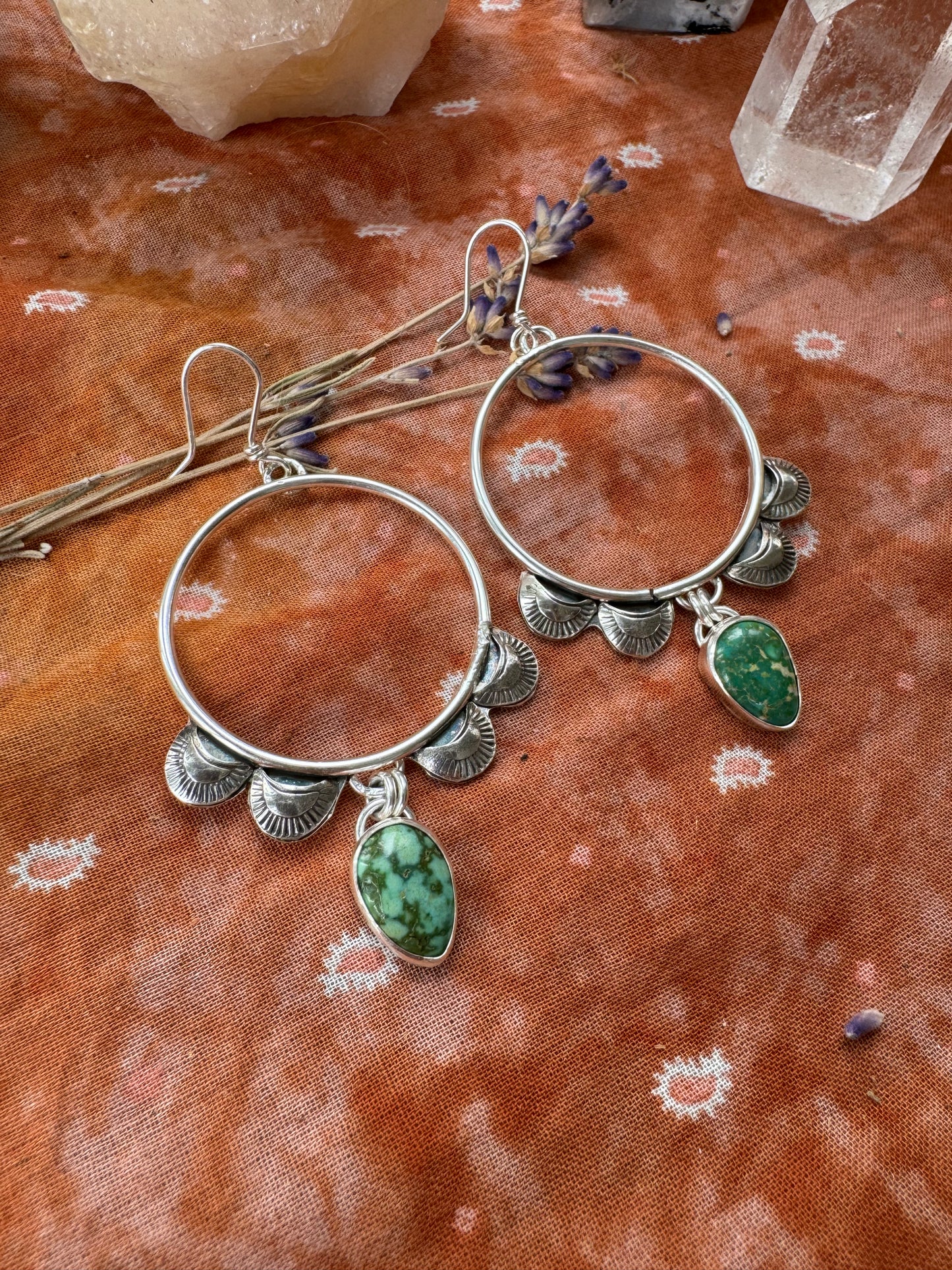 Sonoran Gold Turquoise "Monument" Hoops