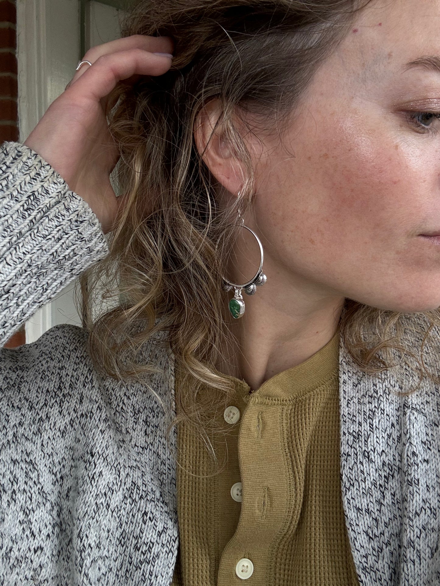 Sonoran Gold Turquoise "Monument" Hoops