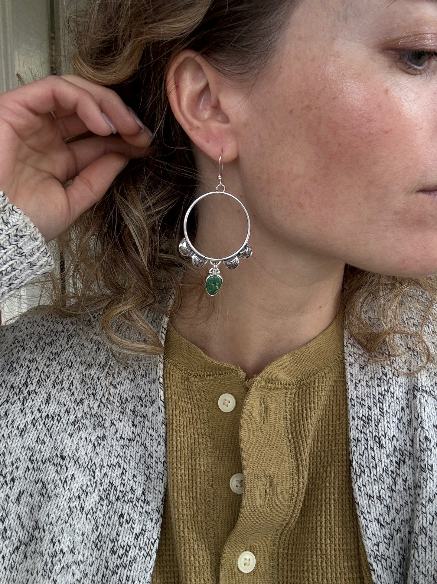 Sonoran Gold Turquoise "Monument" Hoops