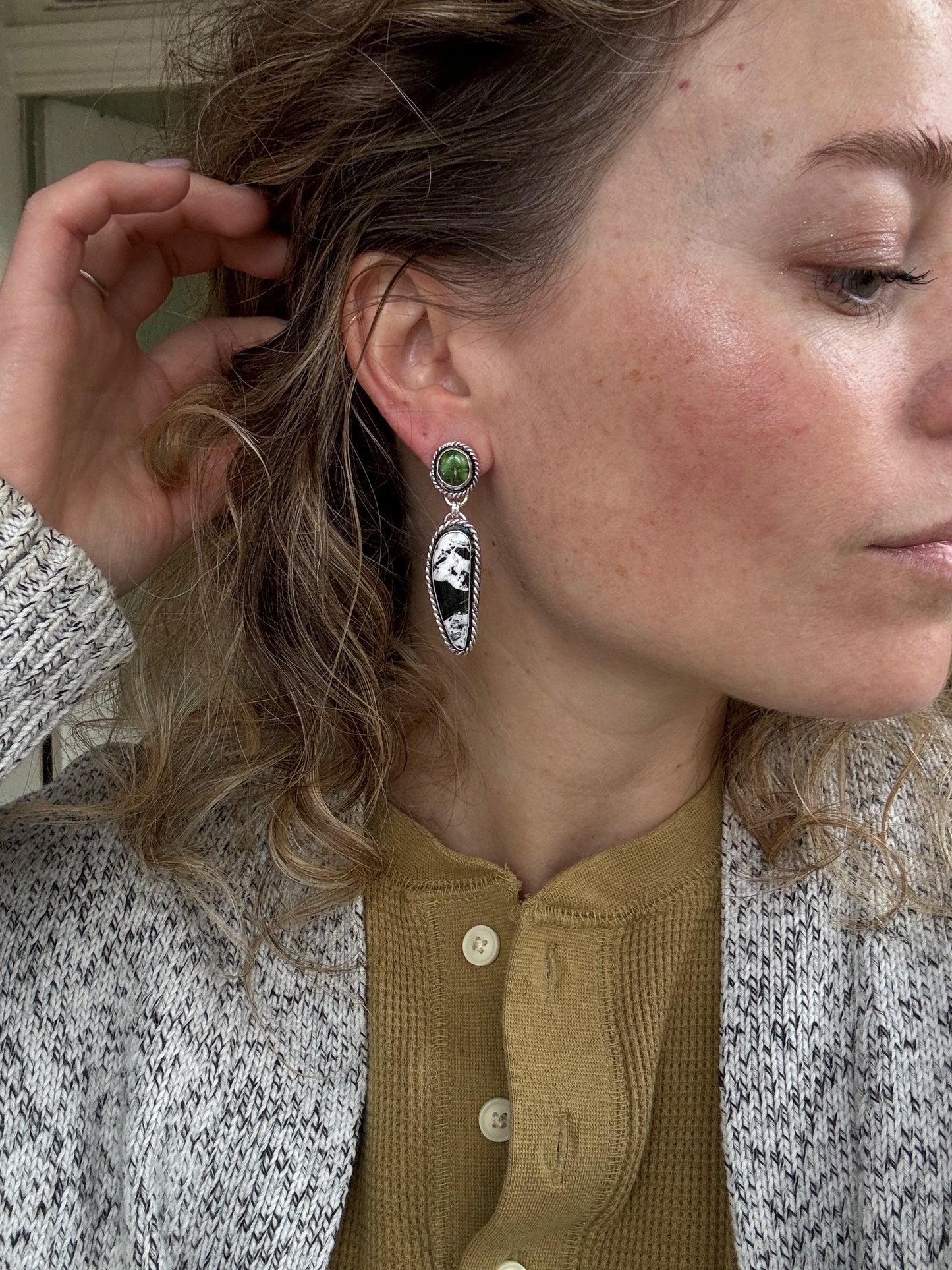 Sonoran Gold + White Buffalo Statement Earrings