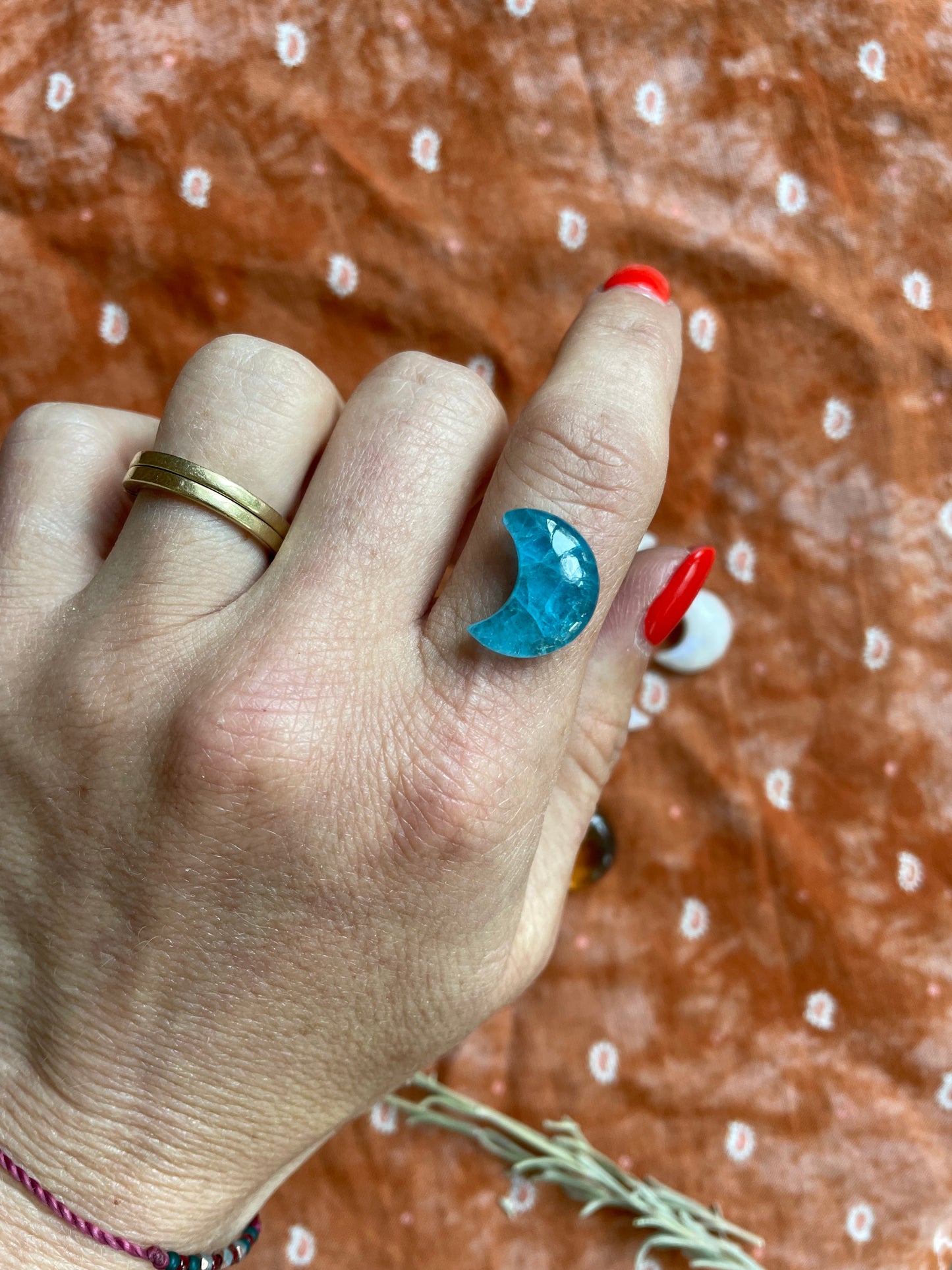 Apatite Crescent Moon Ring- Made to order