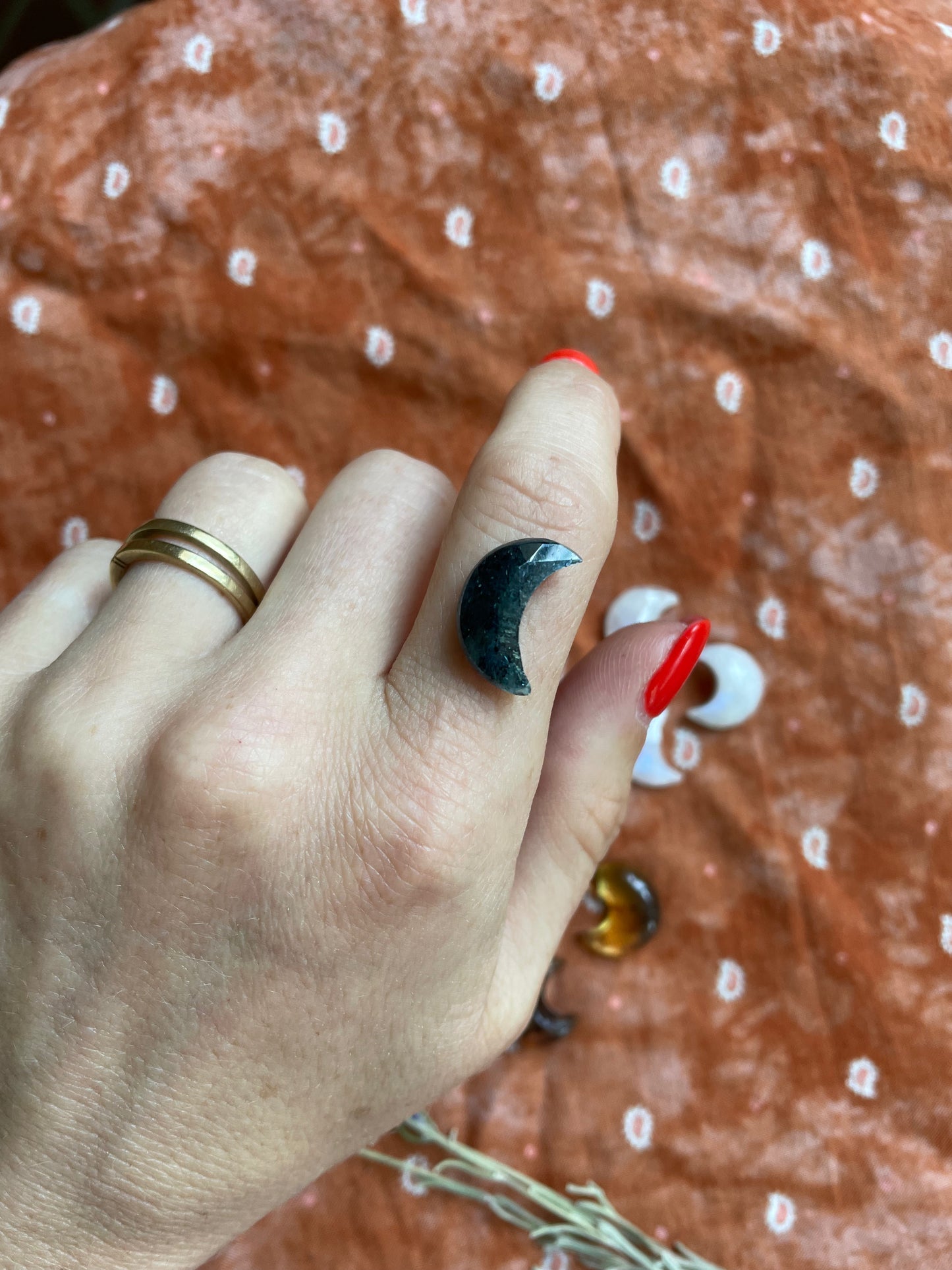 Kyanite Crescent Moon Ring- Made to order