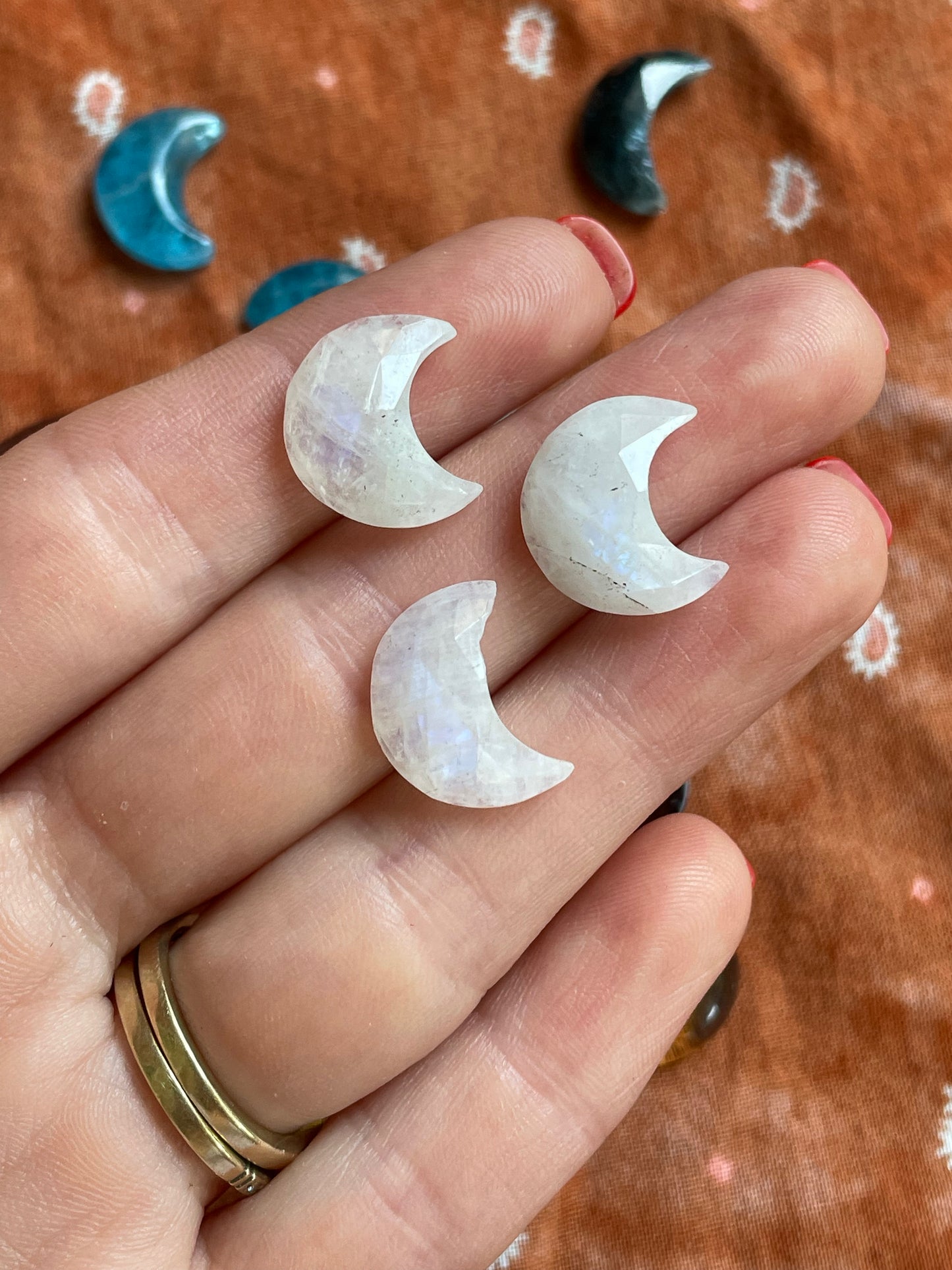 Moonstone Crescent Moon Ring- Made to order