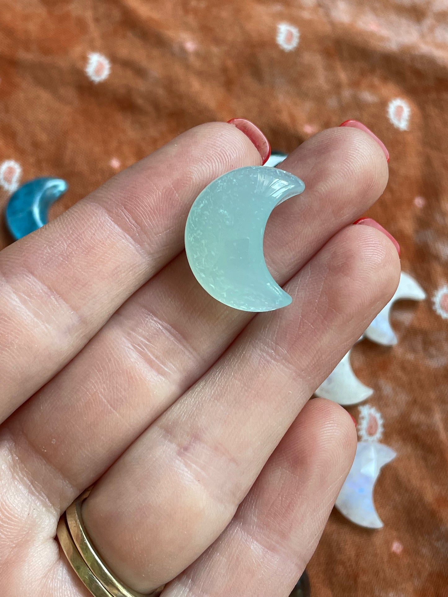 Chalcedony Crescent Moon Ring- Made to order