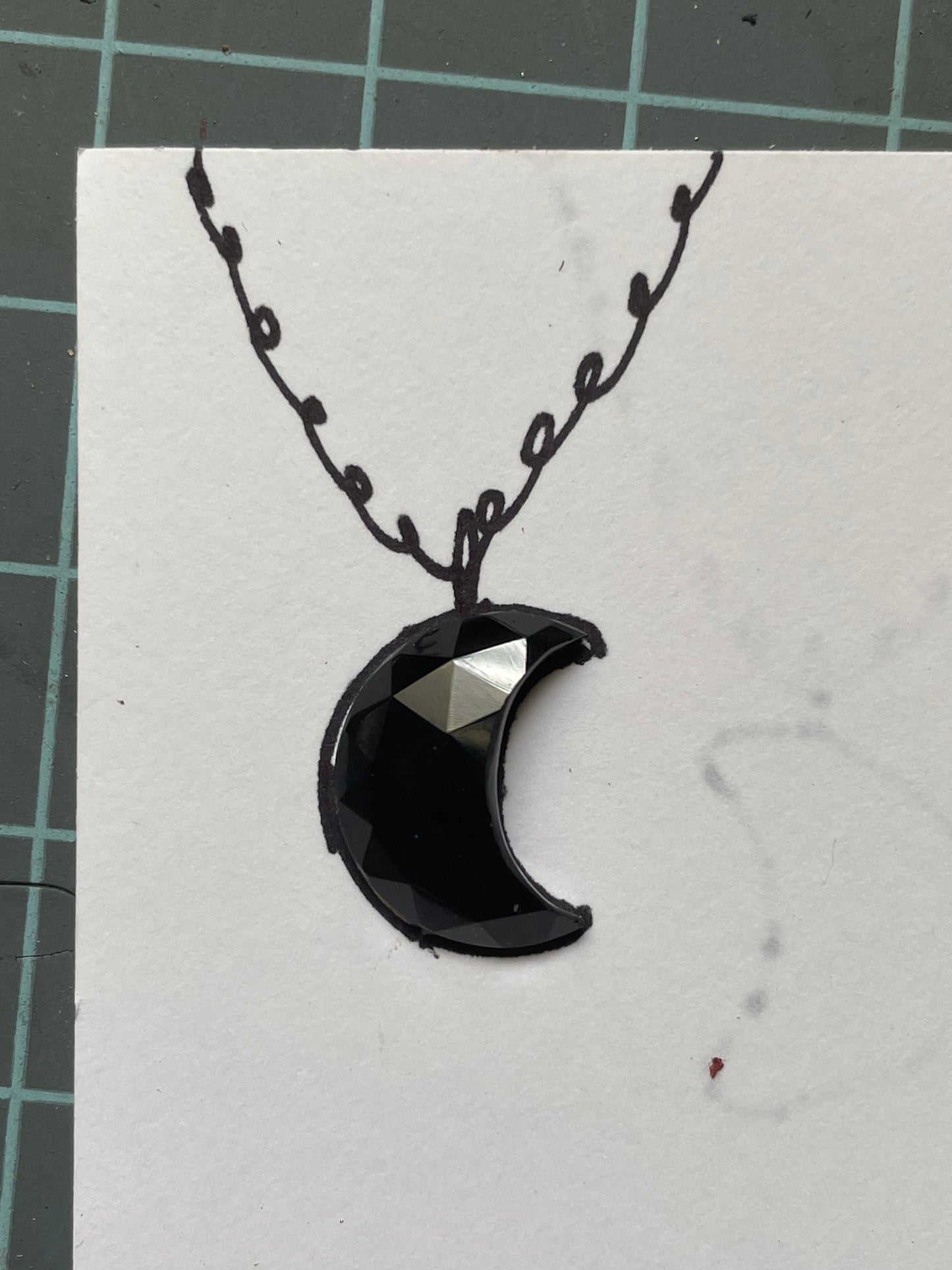Onyx Crescent Moon Ring- Made to order