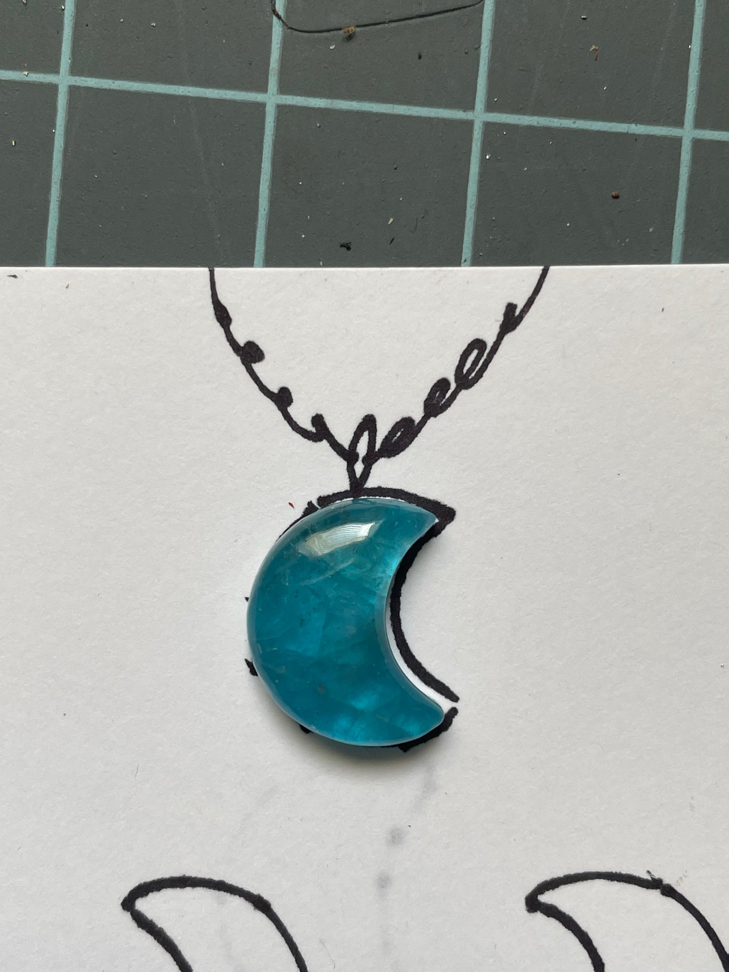 Apatite Crescent Moon Ring- Made to order