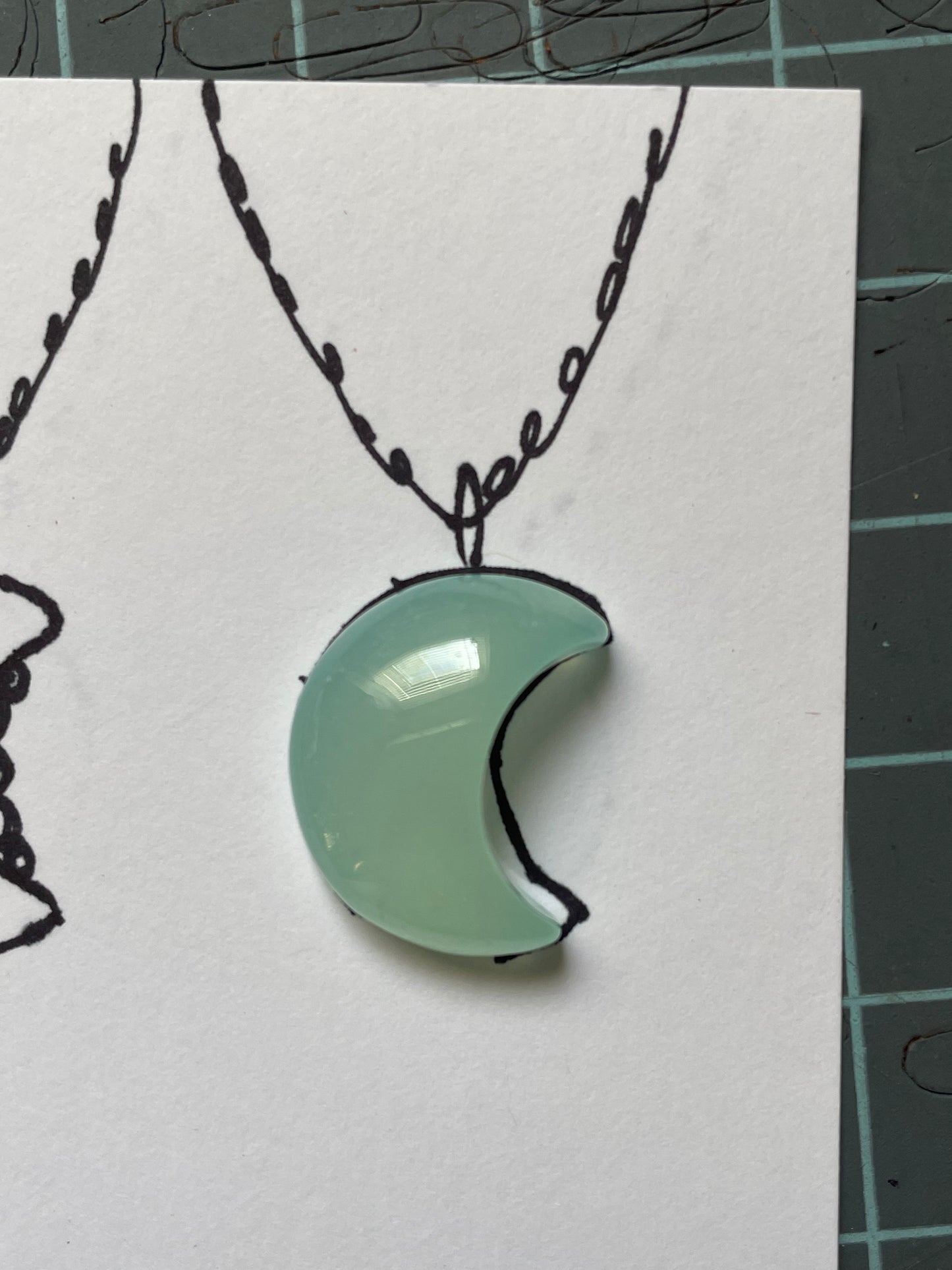 Chalcedony Crescent Moon Ring- Made to order
