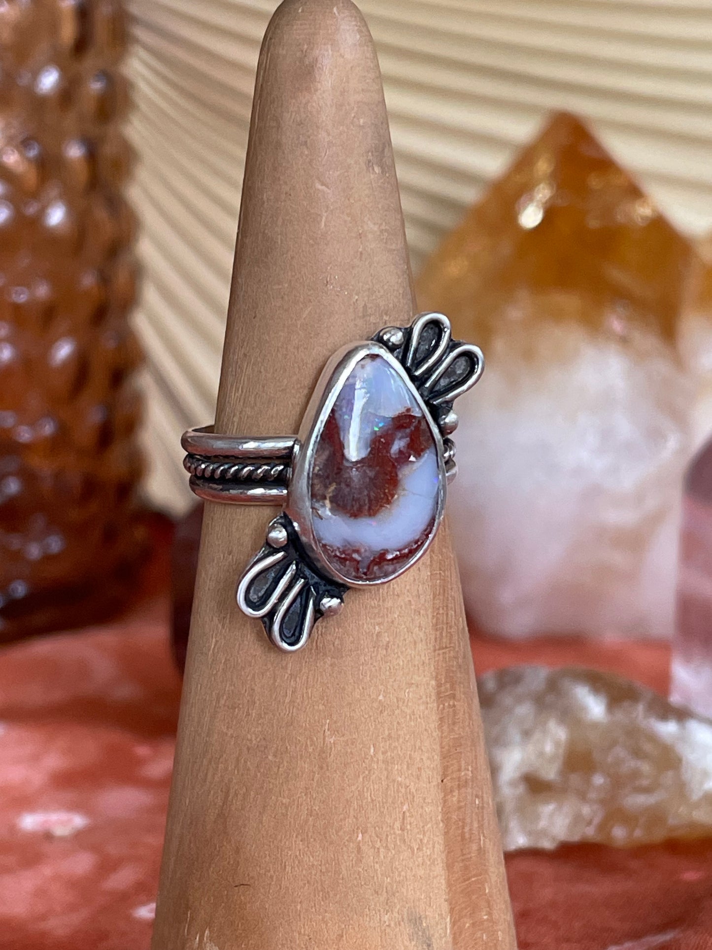 Mexican Fire Opal Rainier Ring - Size 7