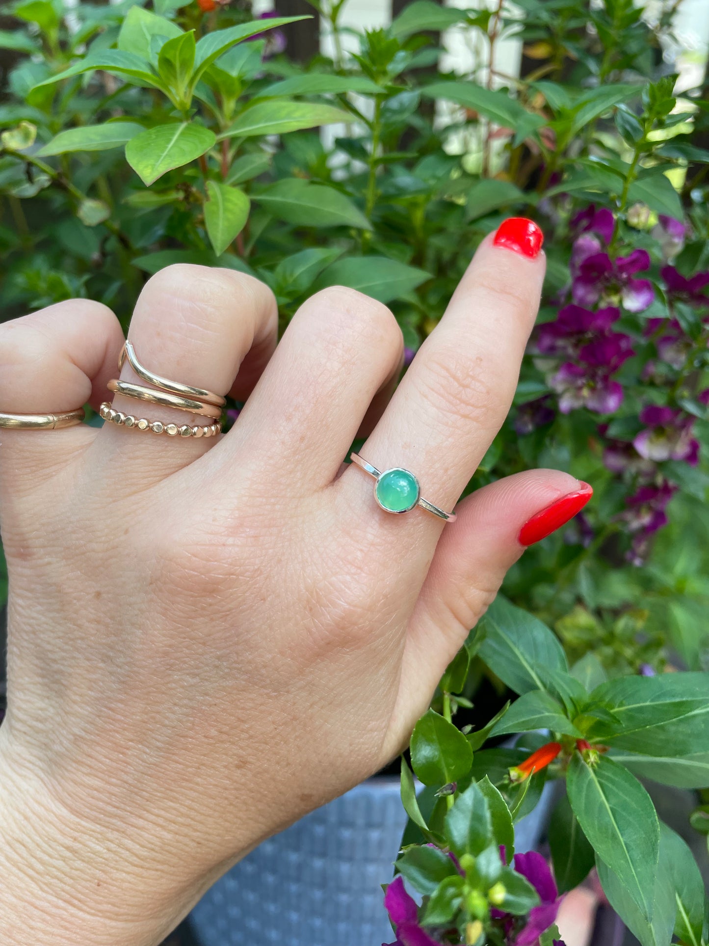 Chrysoprase Stacker Rings