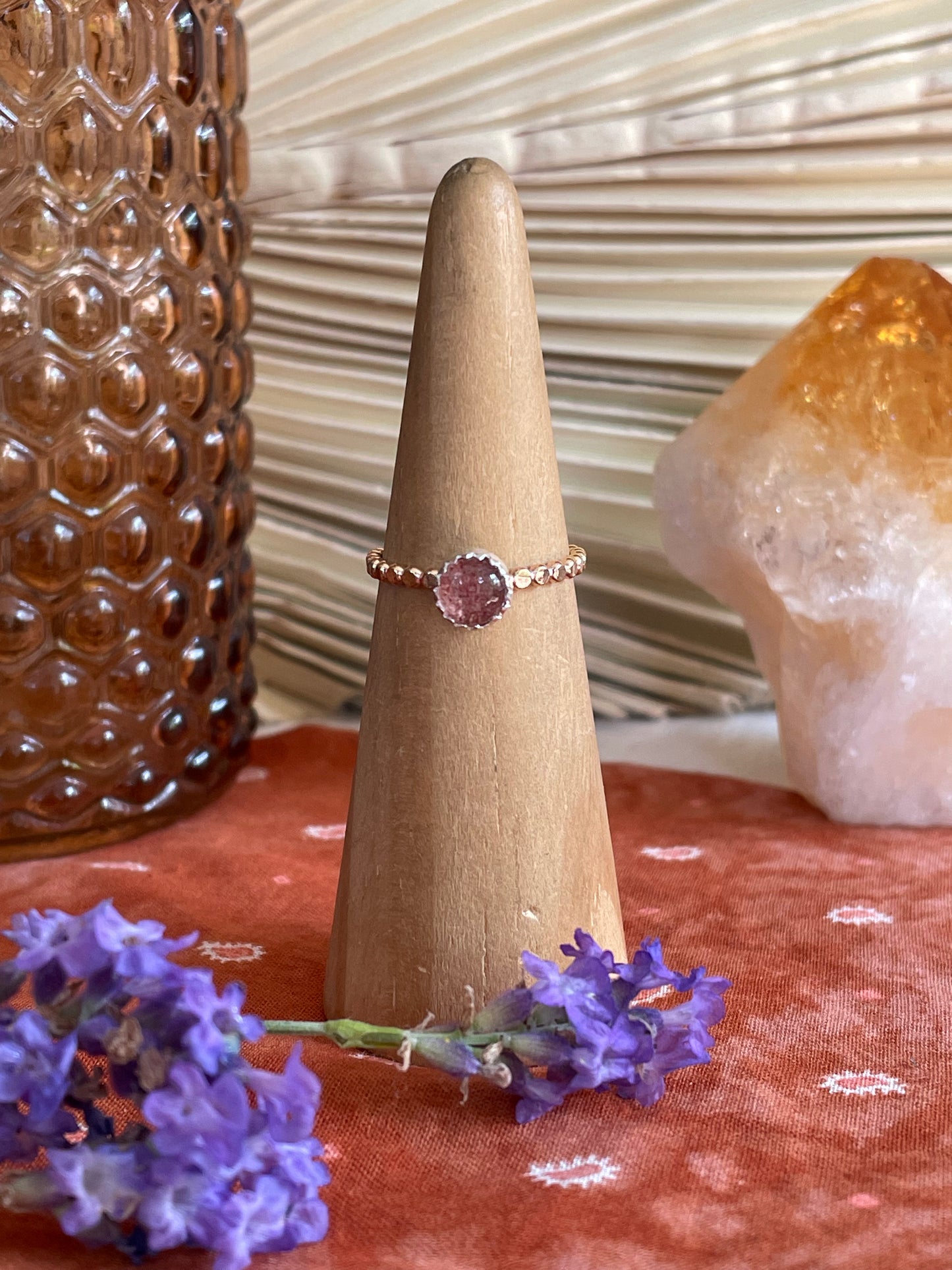Strawberry Quartz Ring with 14K GF - Size 7 3/4