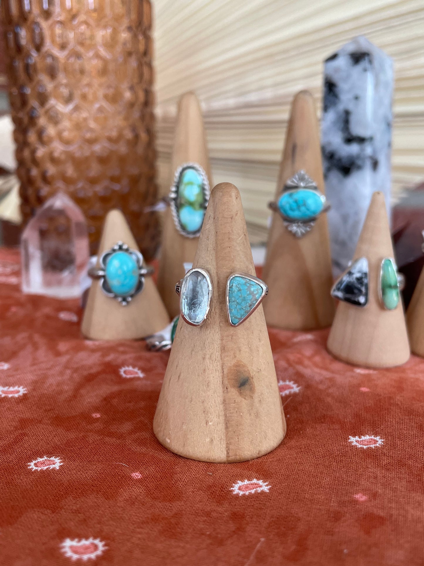 Number 8 Turquoise "Sisters" Ring - Size 6 1/2 - 7