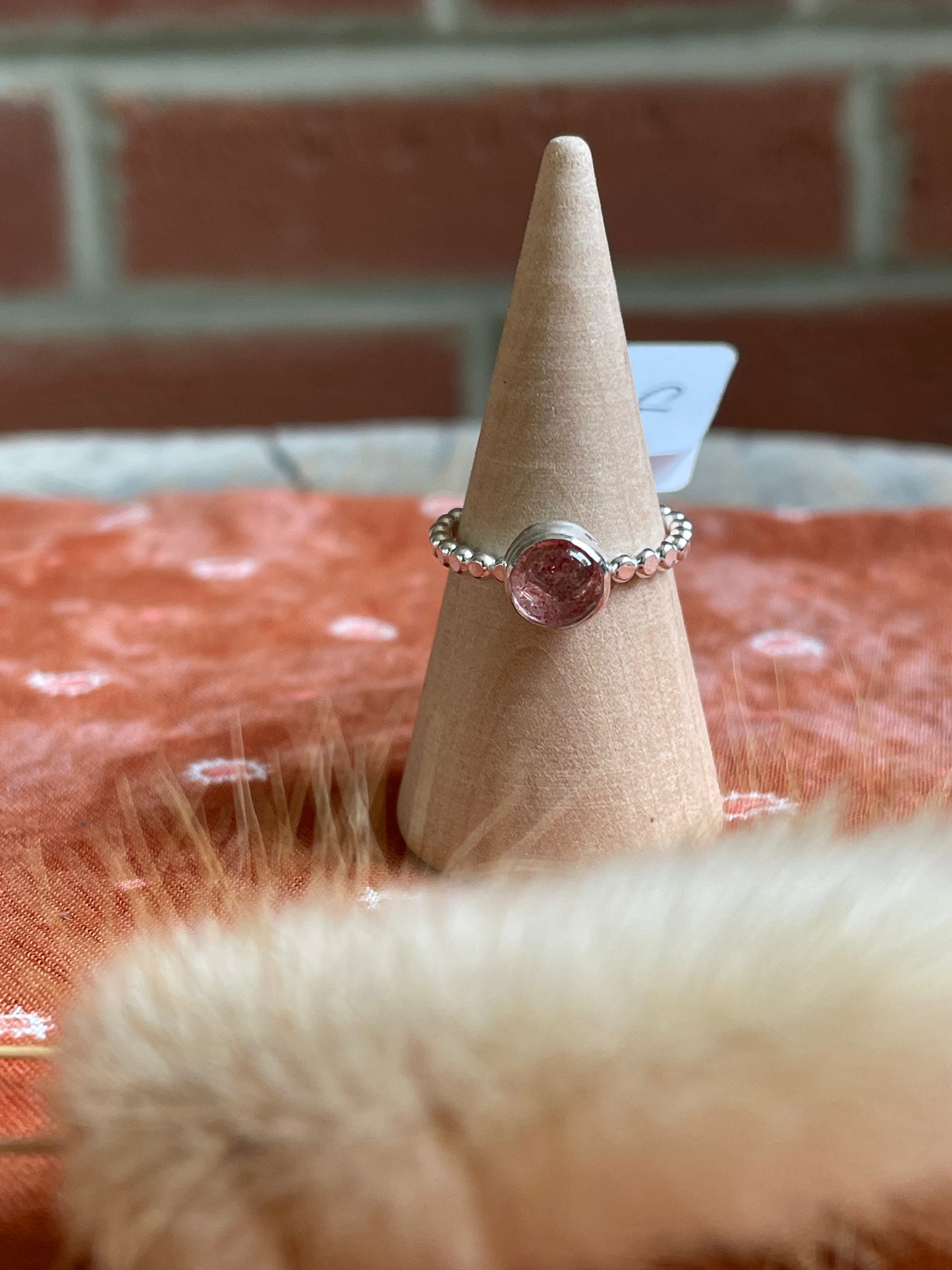 Strawberry Quartz Ring with sterling silver - Size 5