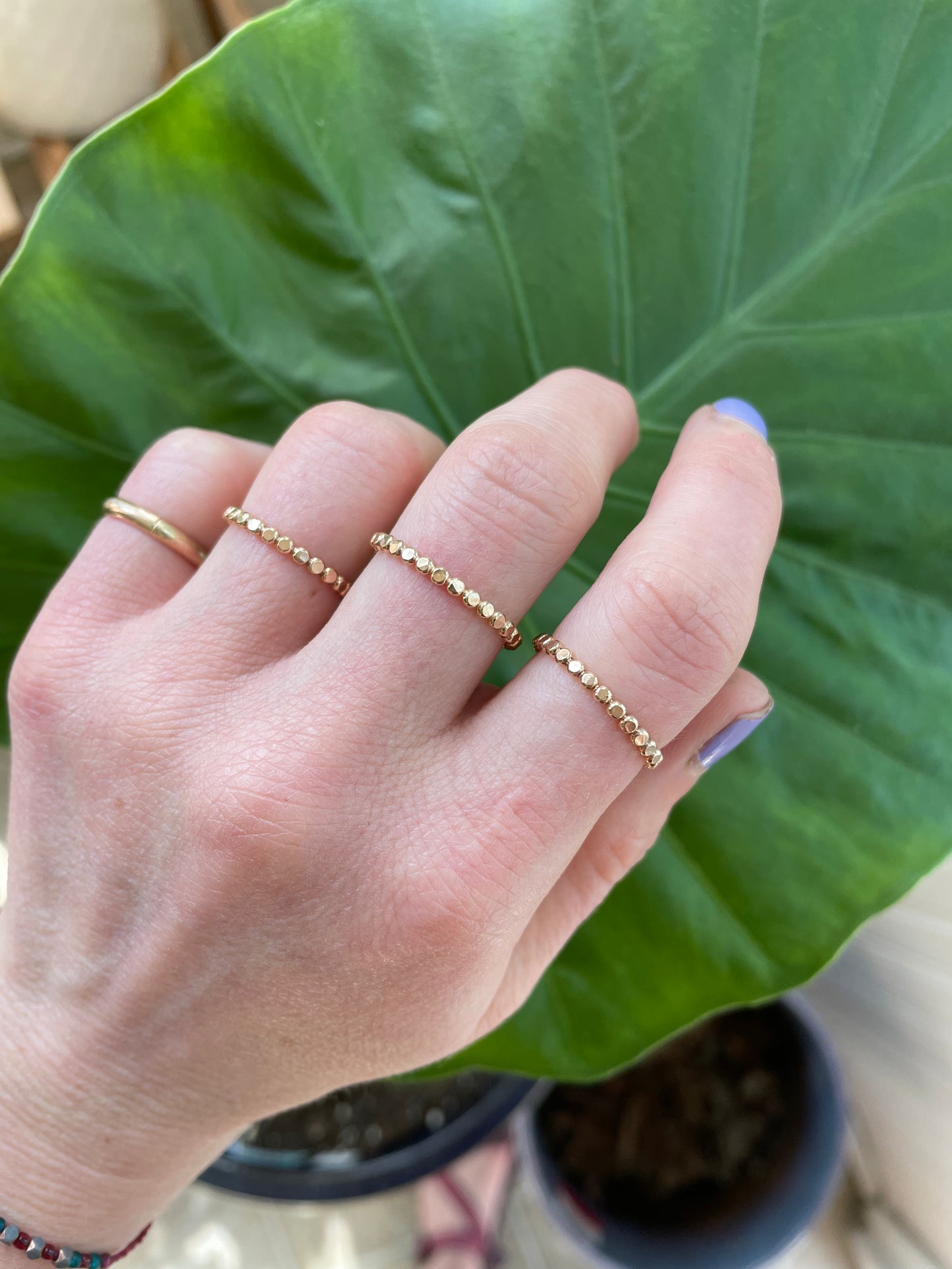 "Boulder" 14k GF Beaded Stacker Ring - Ready to Ship