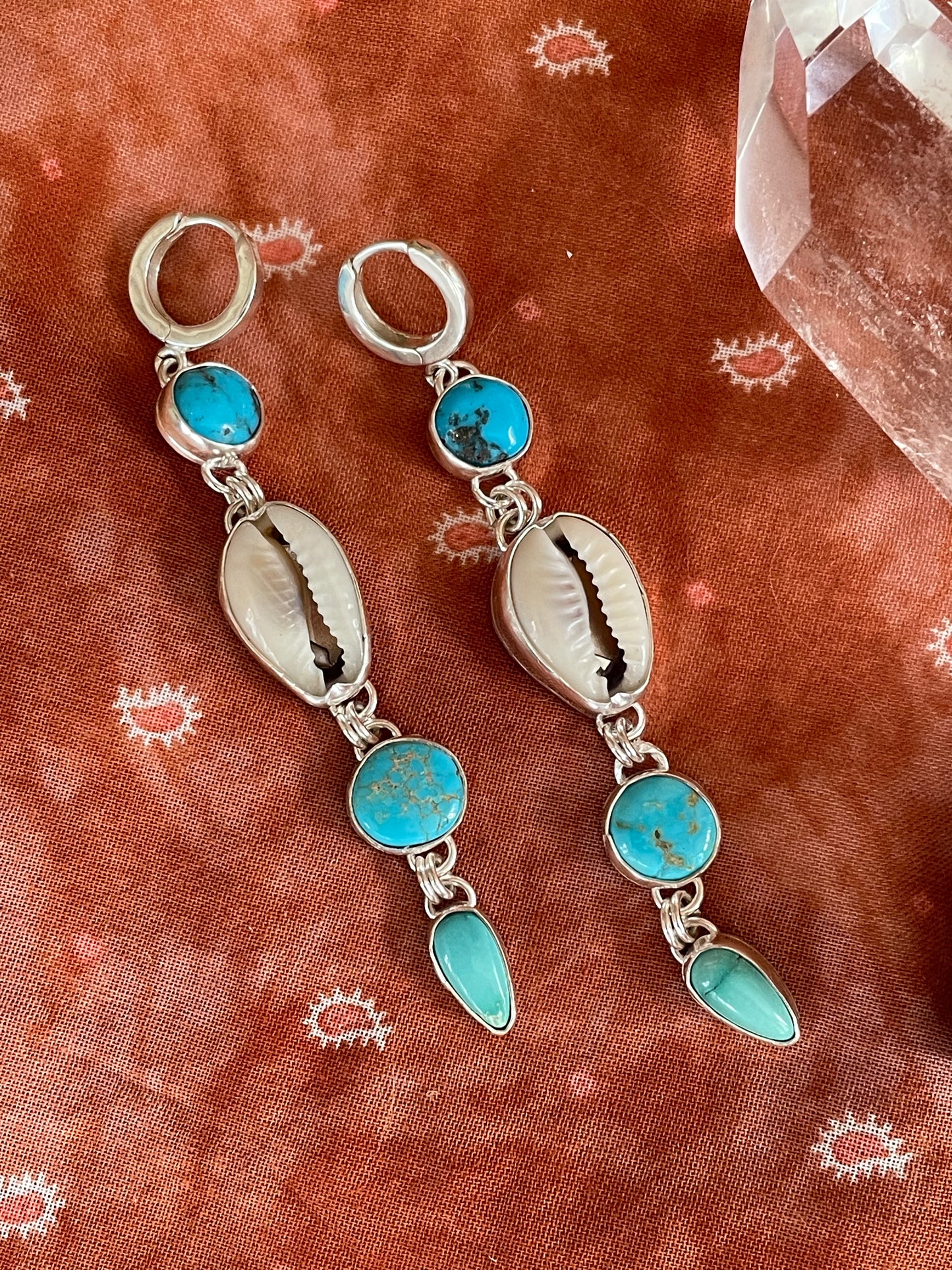 Turquoise + Cowrie Shell “Sun kissed” Dangles