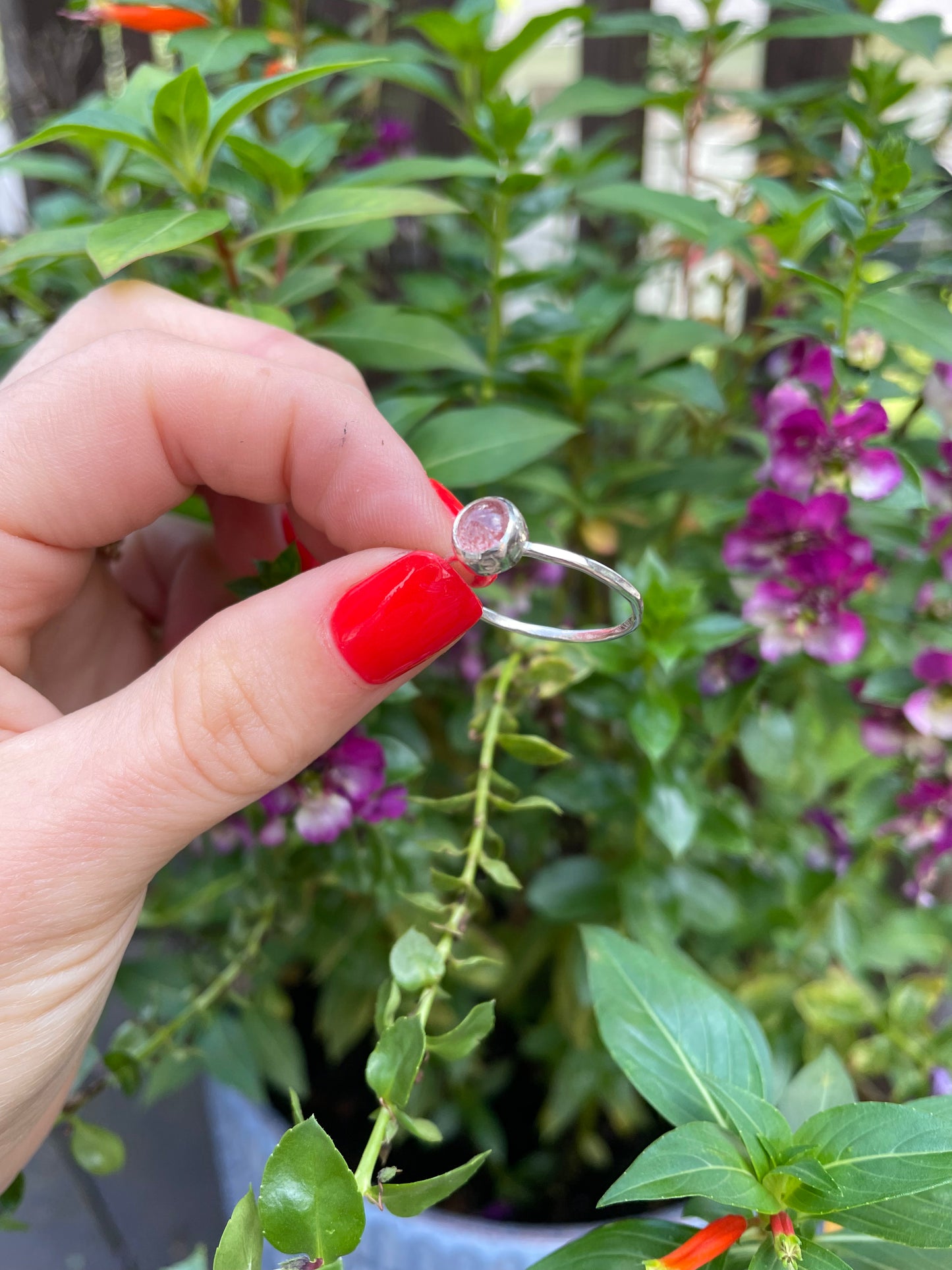 Strawberry Quartz Stacker Rings