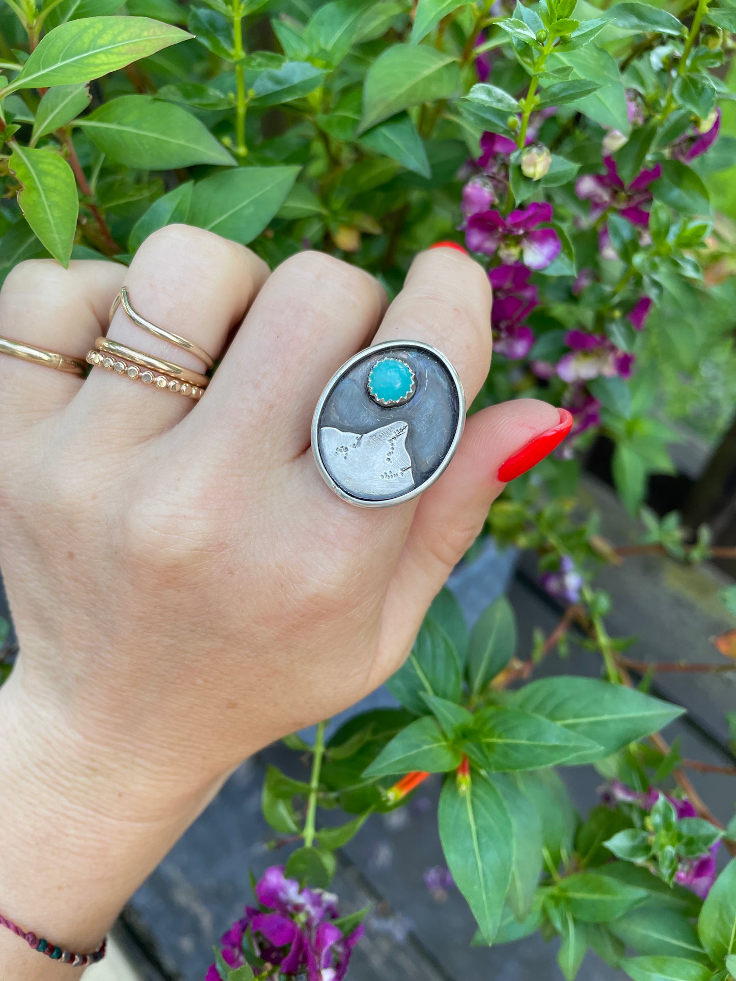 Summit Ring with Amazonite- Size 6 3/4