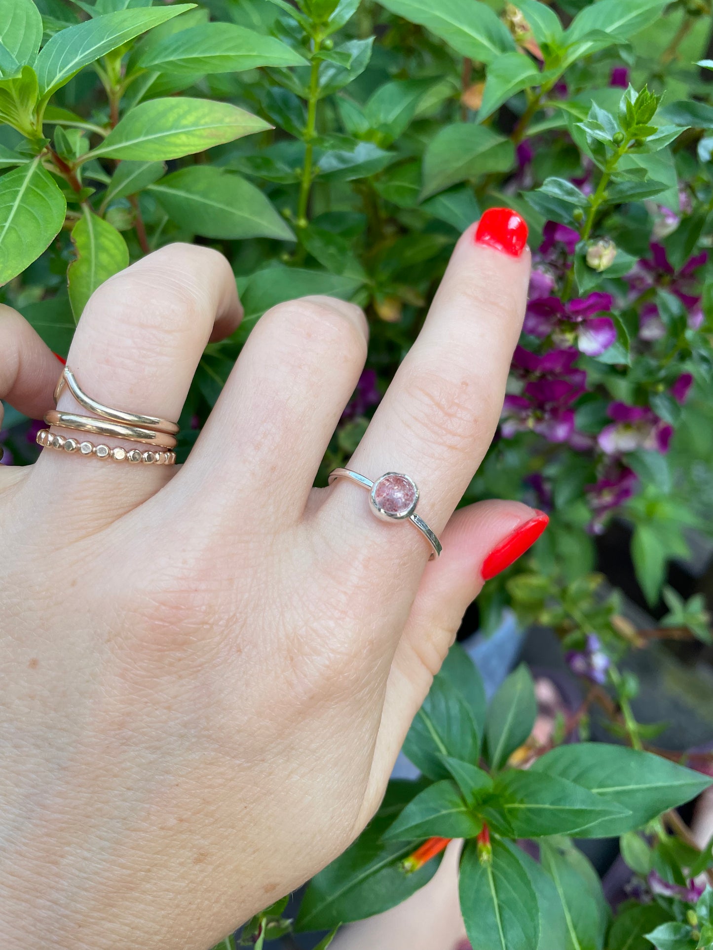 Strawberry Quartz Stacker Rings