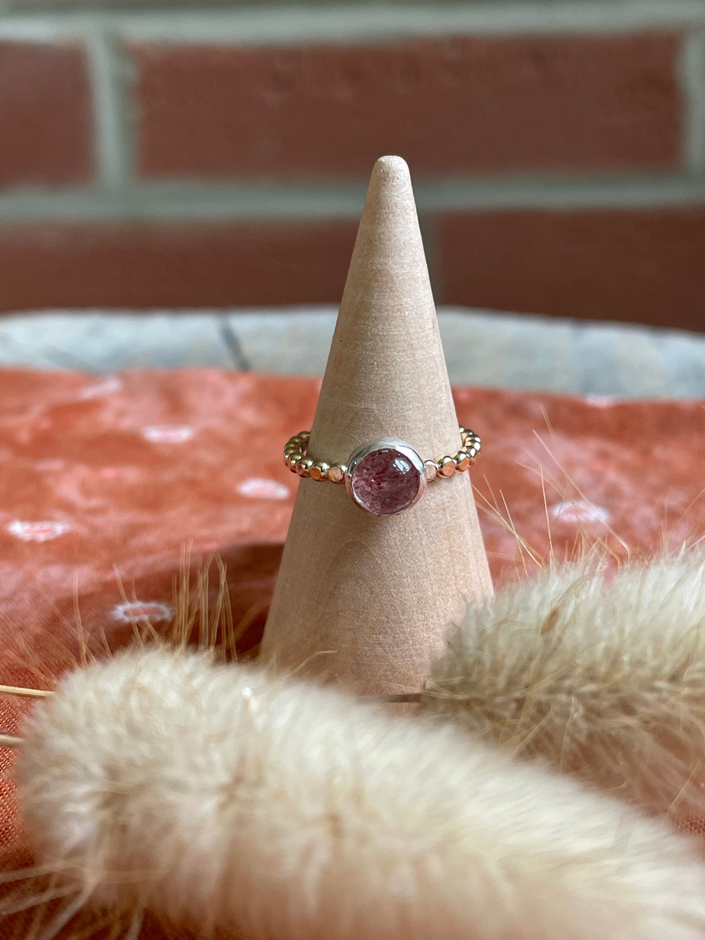 Strawberry Quartz Ring with 14K GF - Size 5