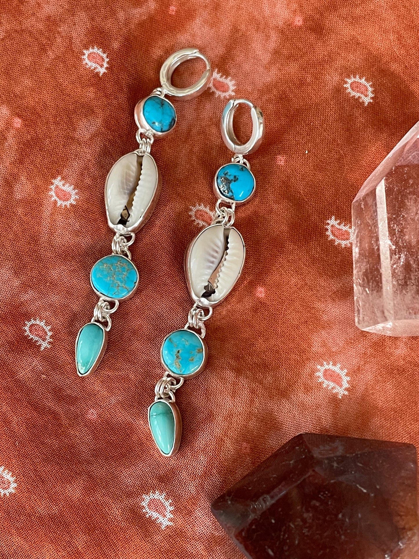 Turquoise + Cowrie Shell “Sun kissed” Dangles