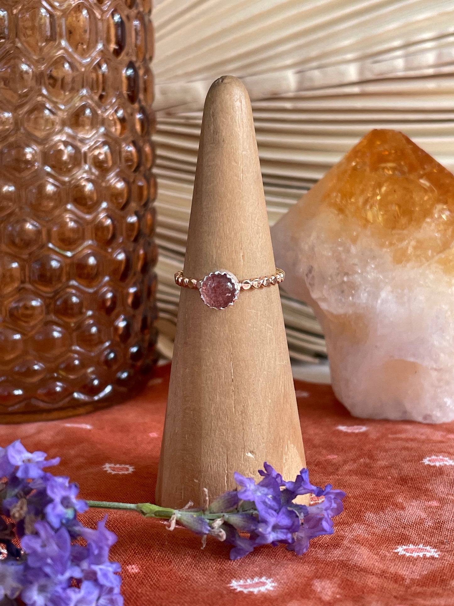 Strawberry Quartz Ring with 14K GF - Size 7 3/4