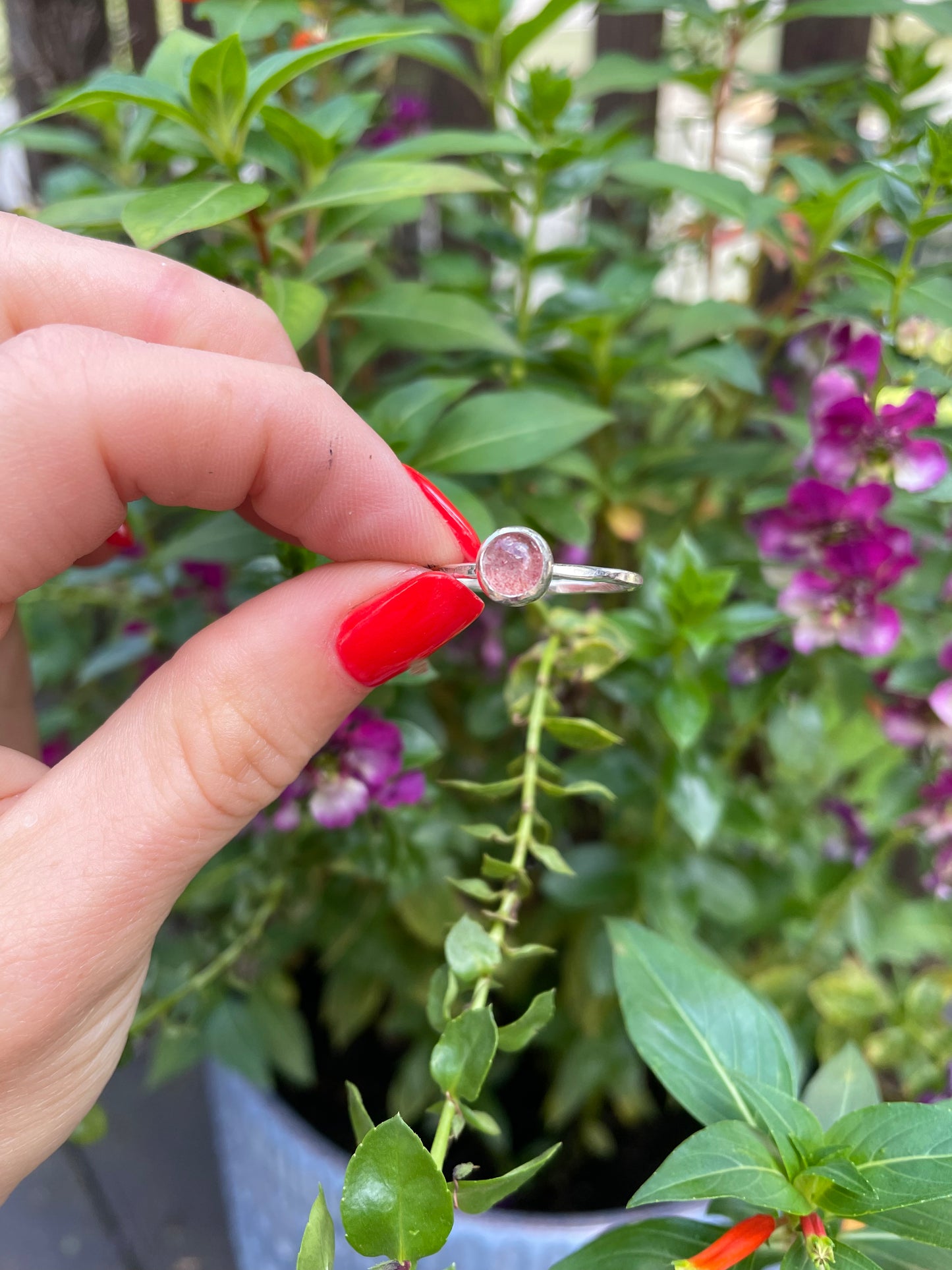 Strawberry Quartz Stacker Rings