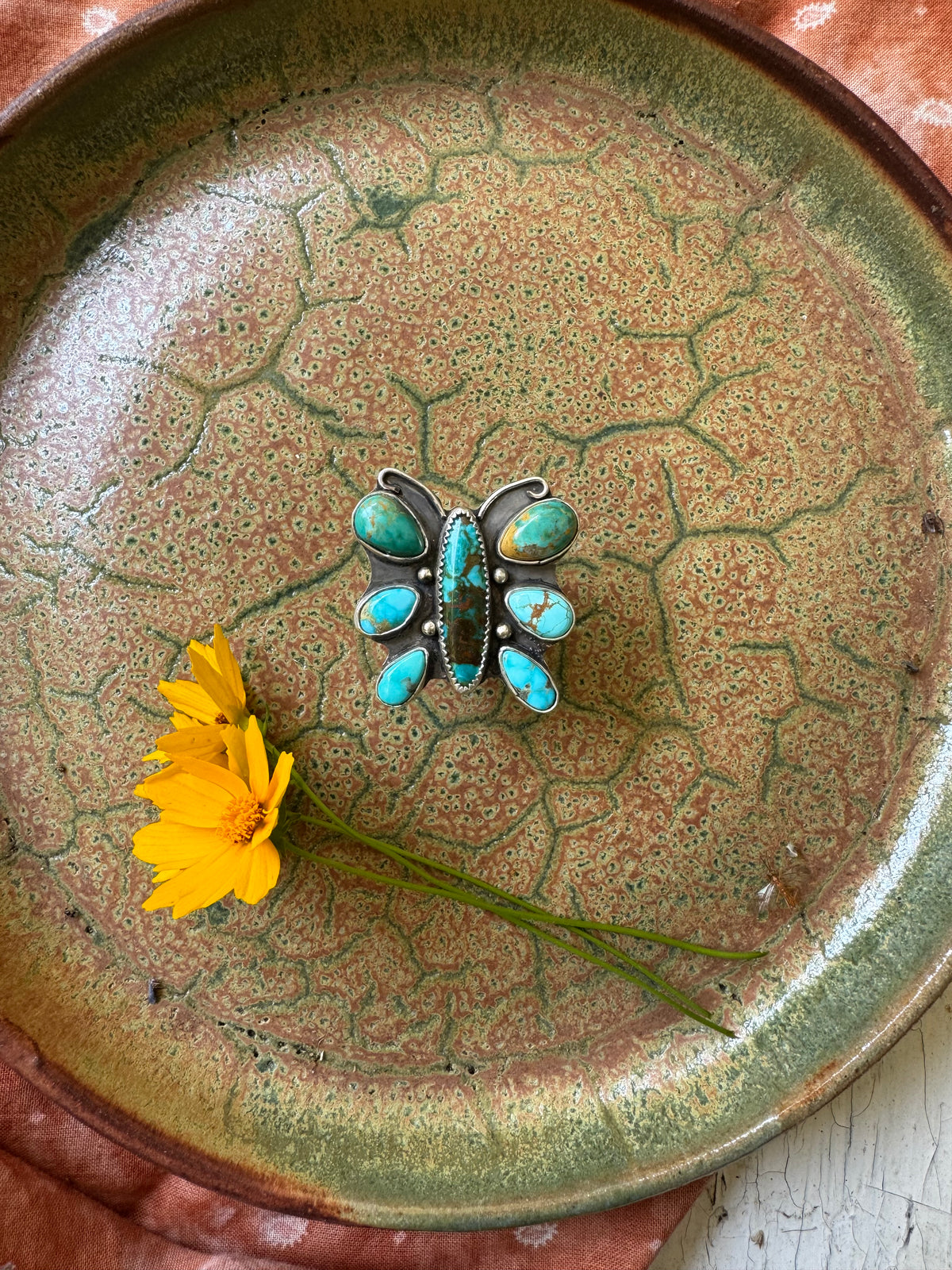 Butterfly "Dolly" Turquoise Ring - Size 7 1/2