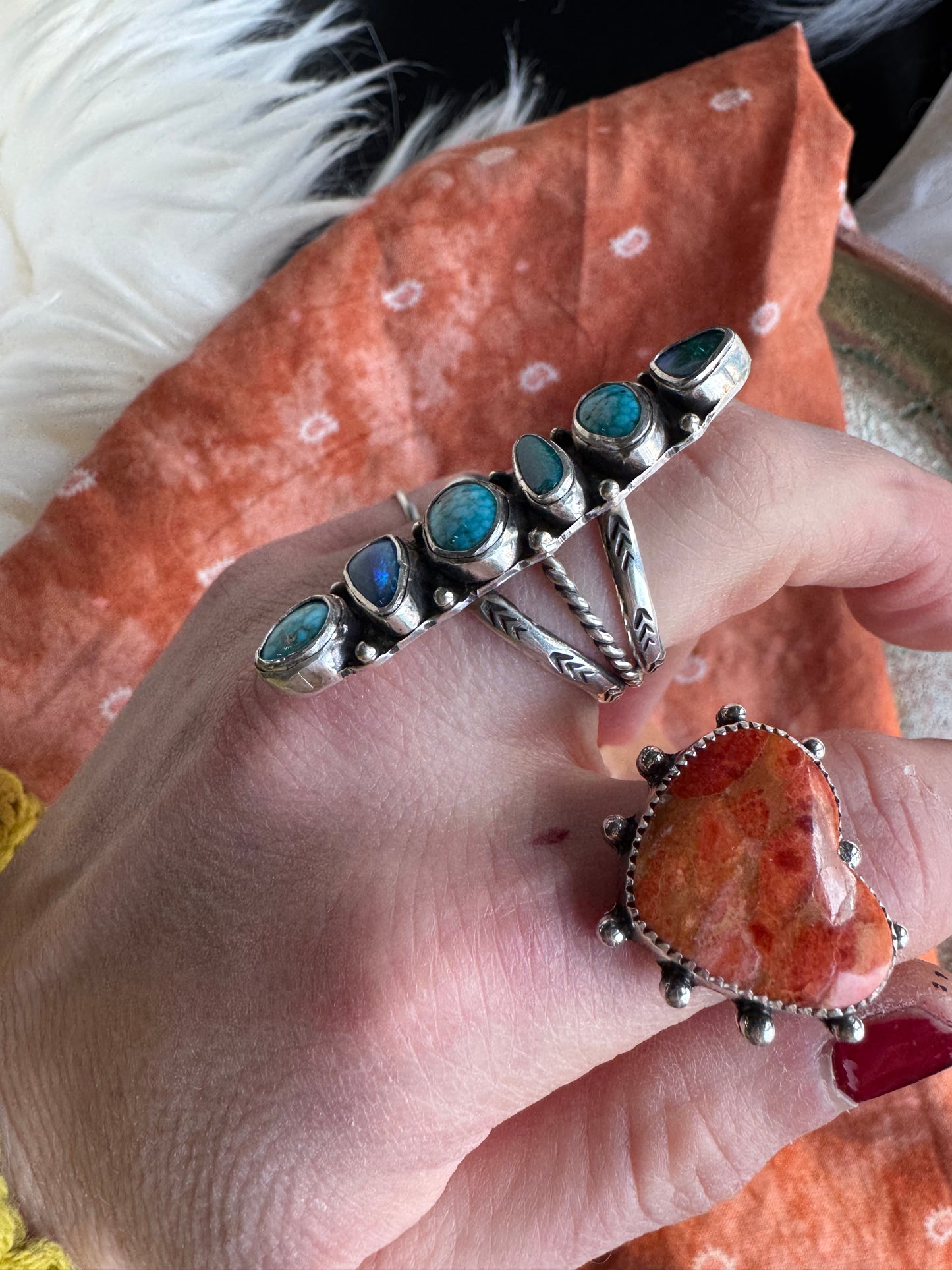 6 Stone Statement Ring - Size 7 1/2