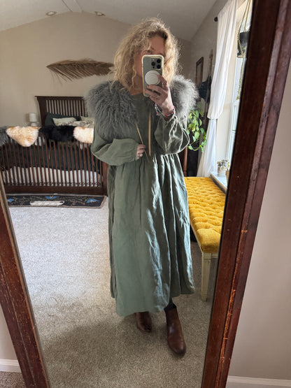 Grey Curly Wool Collar - Natural neck ties