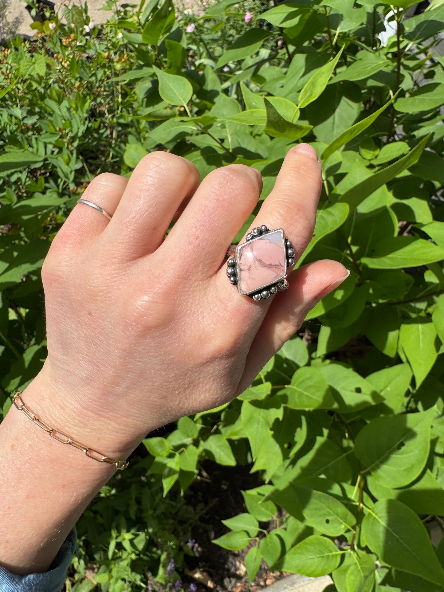 Cotton Candy Agate "waypoint" Ring - size 9
