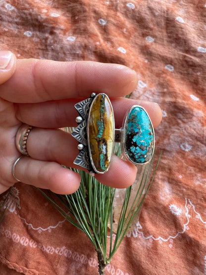Turquoise "Sisters" ring - size 9 1/2 to 10