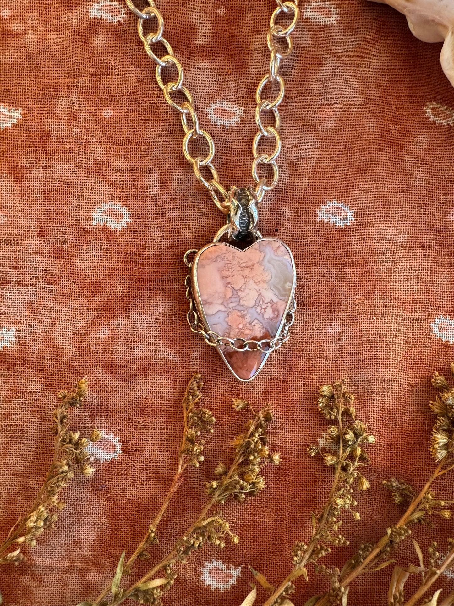 Cotton Candy Agate "Heart Swell" Statement Necklace