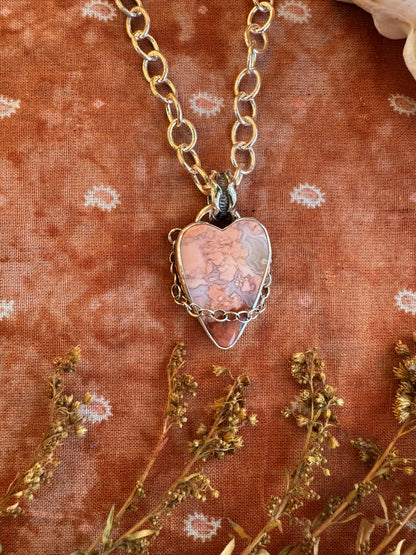 Cotton Candy Agate "Heart Swell" Statement Necklace