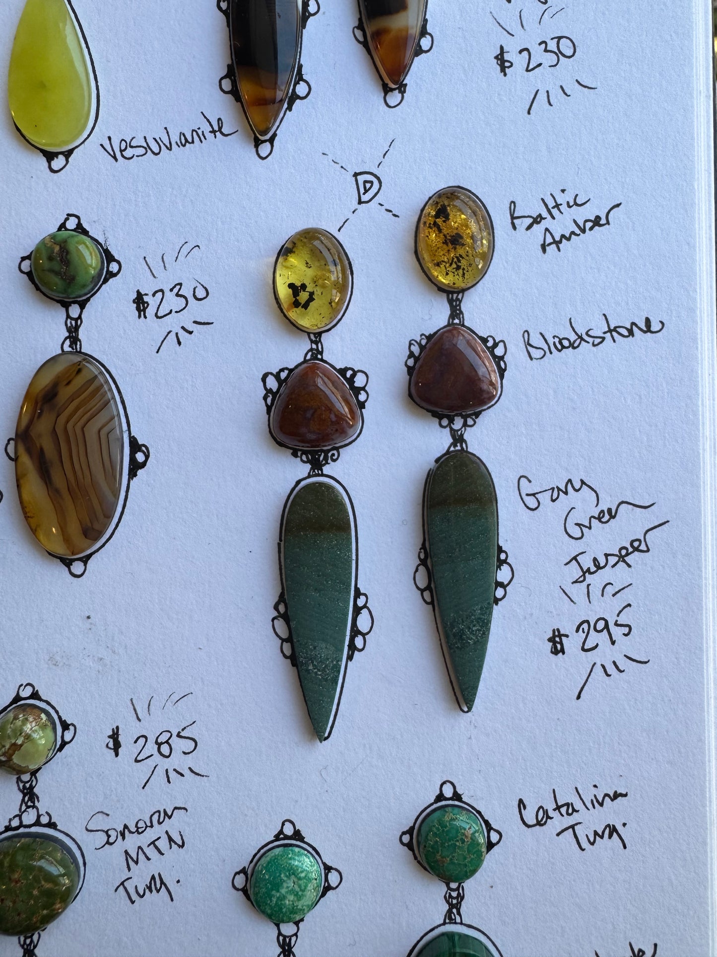 D. Amber + Gemstone Statement Earrings