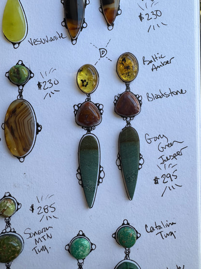 D. Amber + Gemstone Statement Earrings