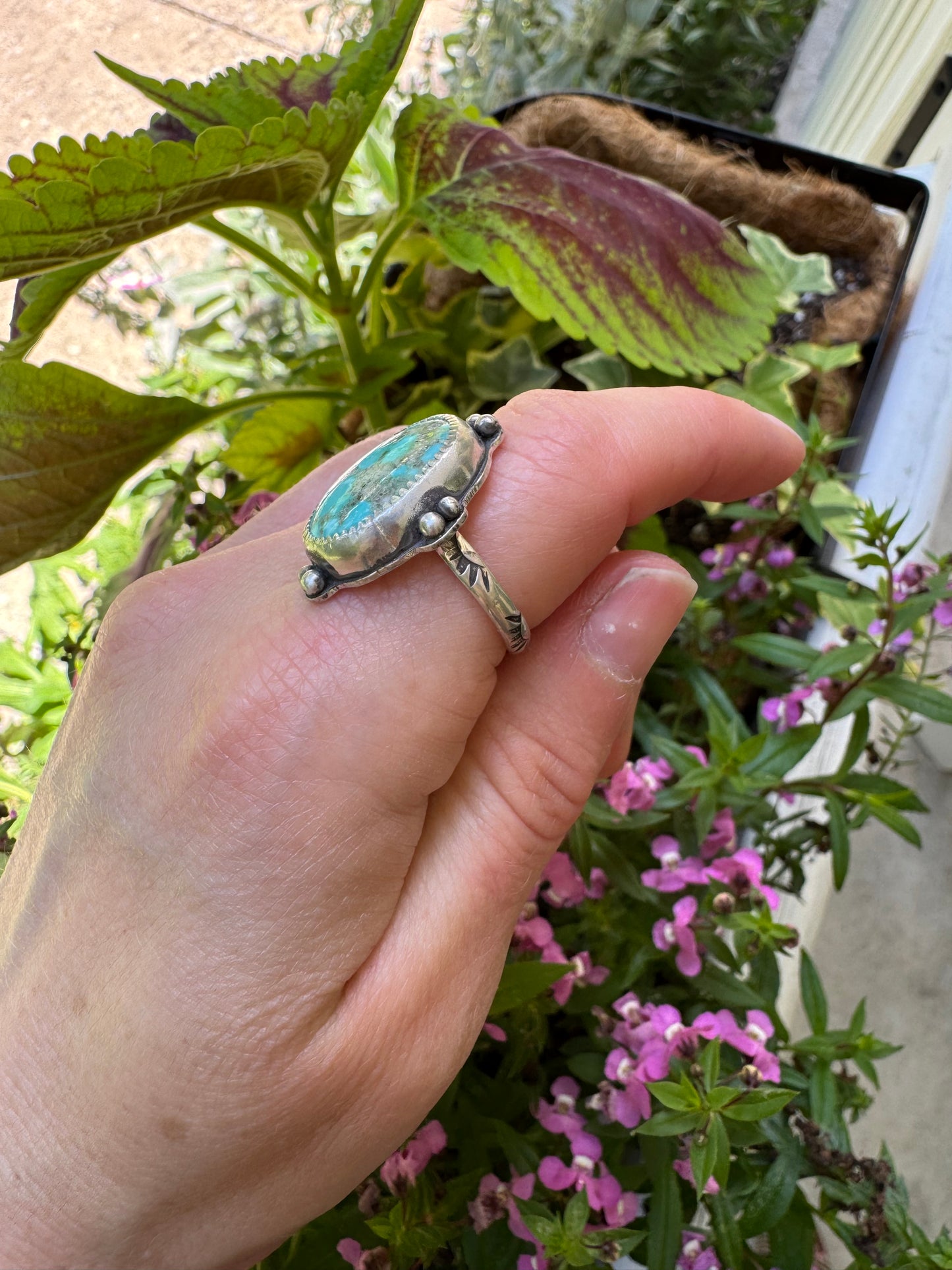 White Water Turquoise ring - size 6 3/4