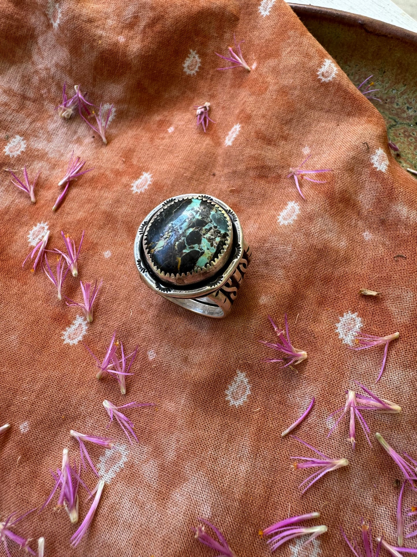 Black Jack Turquoise ring - size 8