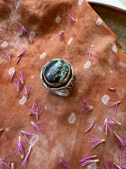 Black Jack Turquoise ring - size 8