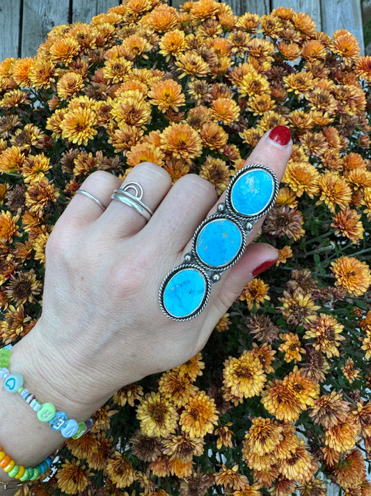 Kingman Turquoise Statement Ring - Size 6