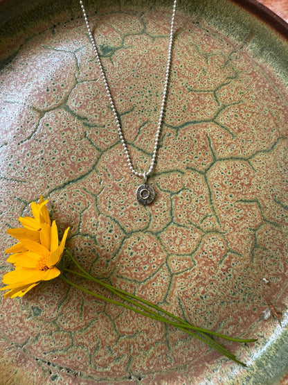 Mini Eclipse Medallion Talisman on small bead chain