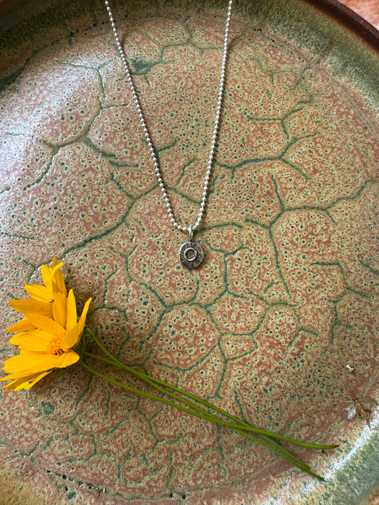 Mini Eclipse Medallion Talisman on small bead chain
