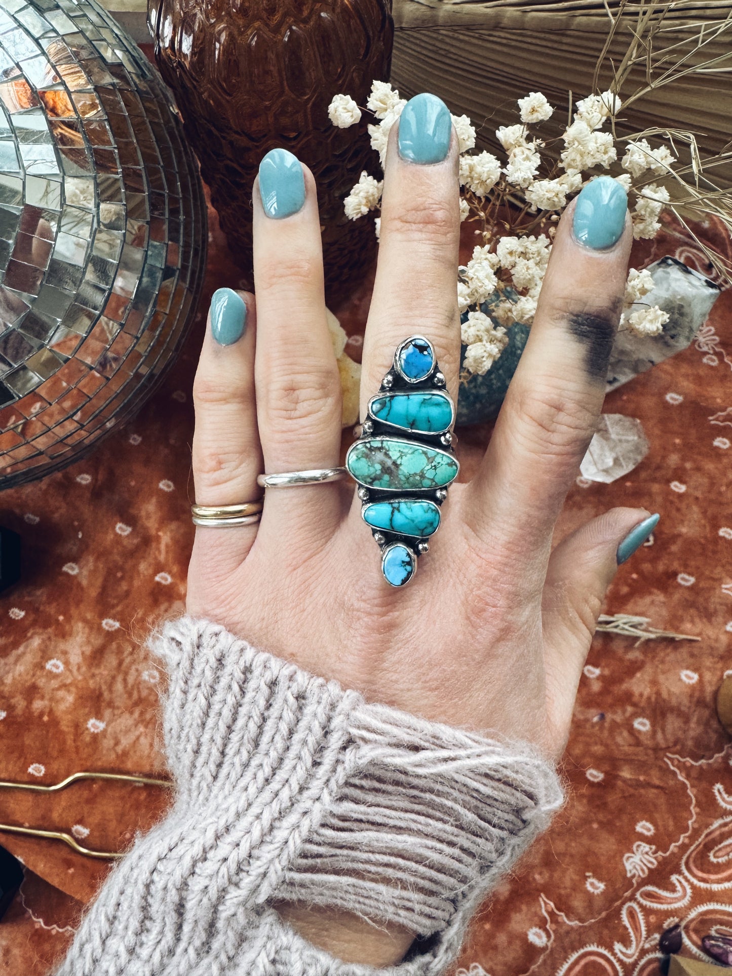 Statement Turquoise Ring - Size 7