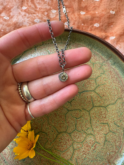 Mini Eclipse Medallion Talisman on pattern chain