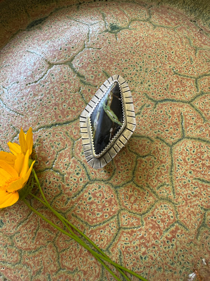 Black Jack Turquoise Ring - Size 7