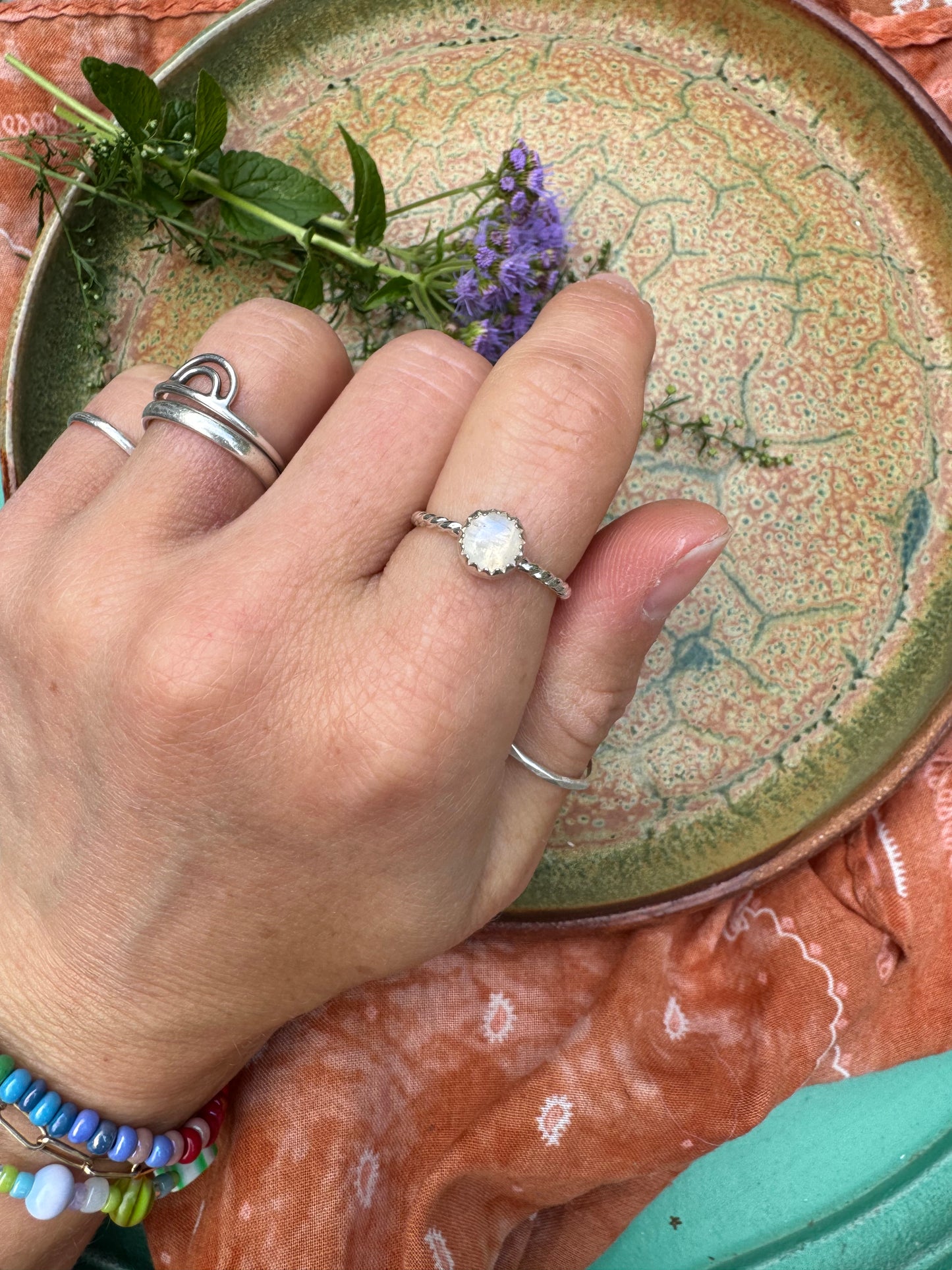 Moonstone Stacker Ring - Size 6 1/4