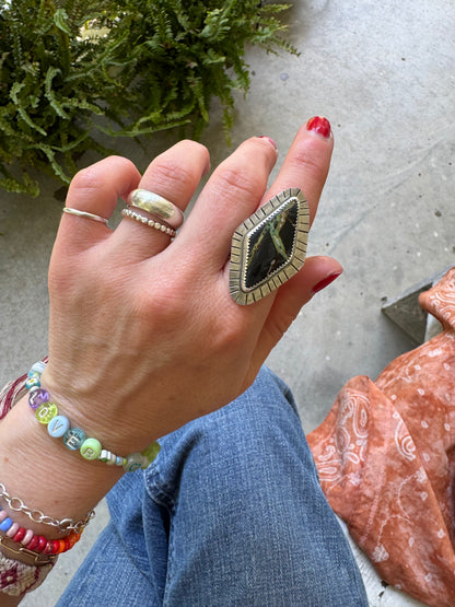 Black Jack Turquoise Ring - Size 7