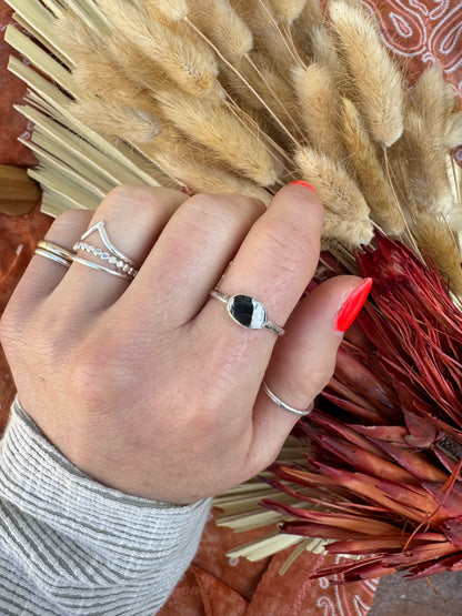 White Buffalo Turquoise Ring - Size 8 1/4