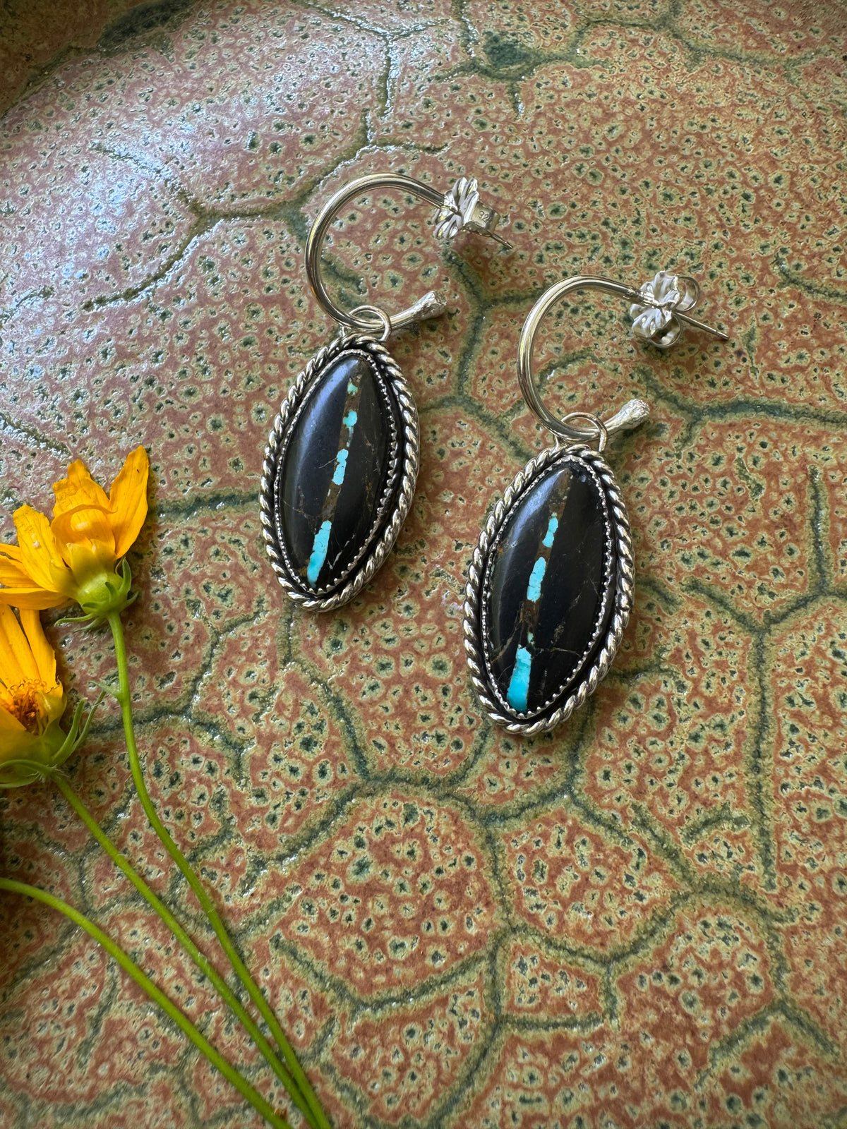 Black Jack Turquoise Small Hoops